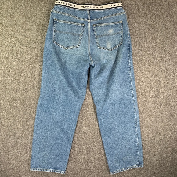 Vintage Tommy Hilfiger Jeans Men 34x30 Baggy Wide Leg Y2K Spellout Hip Hop - Picture 11 of 15